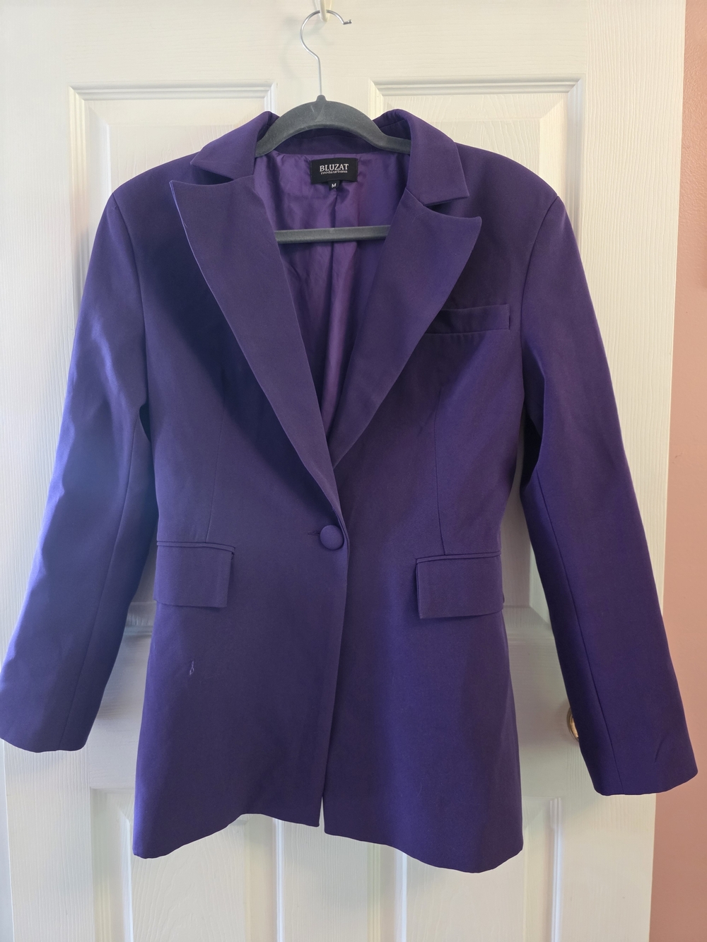 Vintagw Women's Purple Single-Button Blazer by BLUZAT